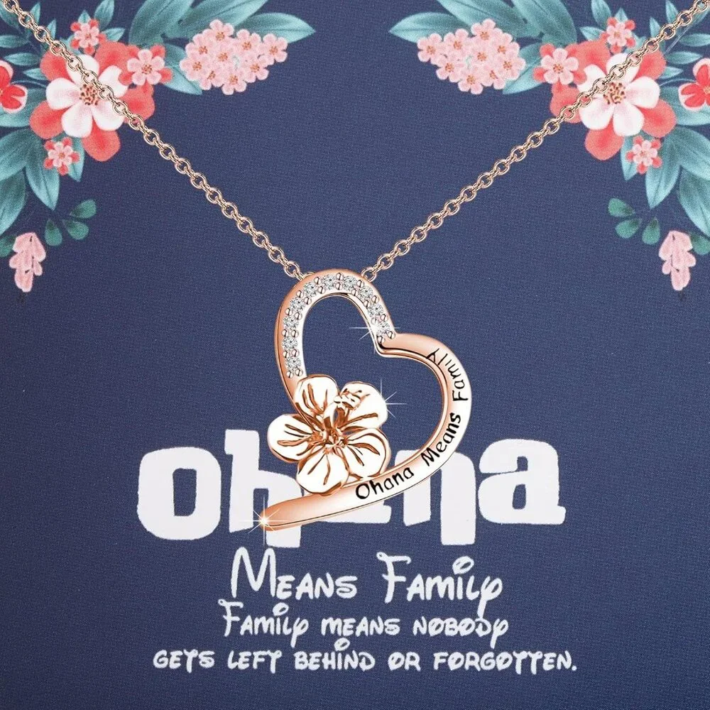 Ohana Family Hawaiian Flower Necklace - Gift for Reunion, Trip or BBF